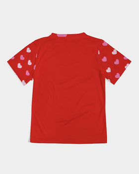 Pink Hearts Girls Red Tee - 0