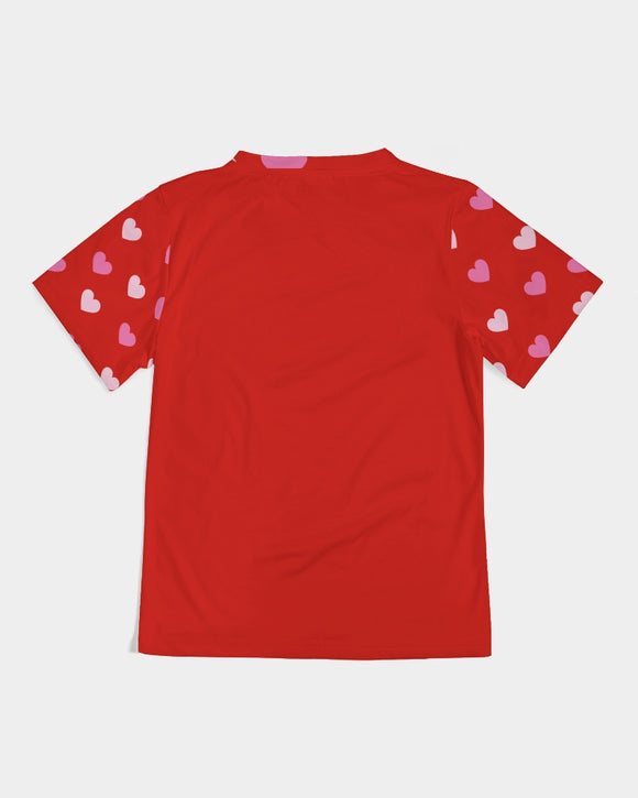 Pink Hearts Girls Red Tee