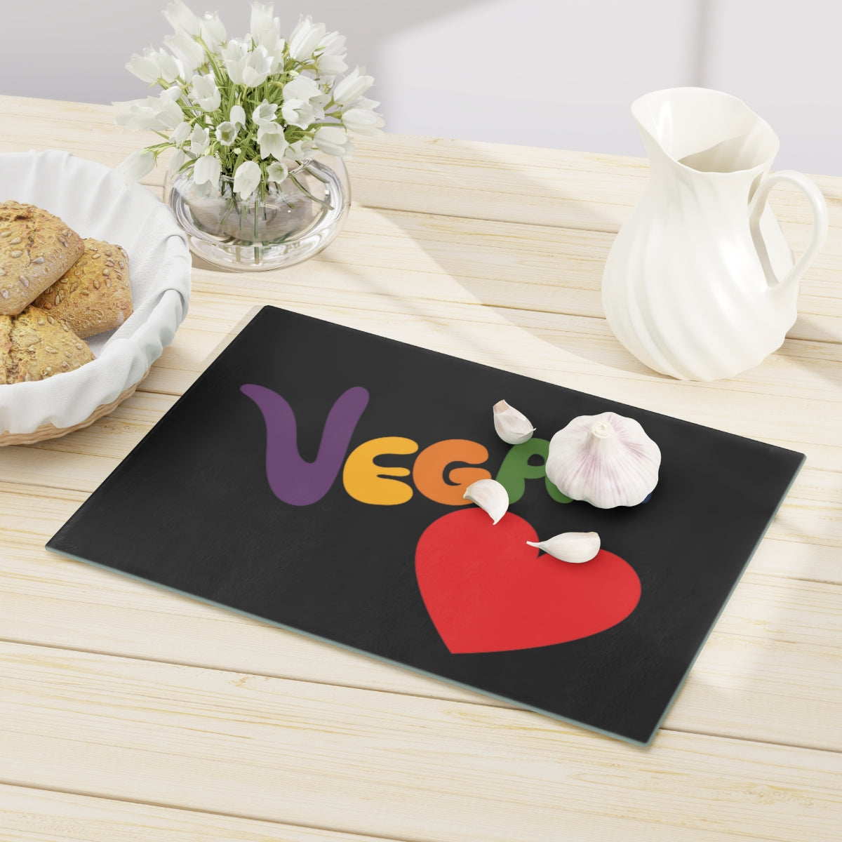 Vegan Heart Black Cutting Board