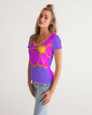 Cali Flower Ladies V-Neck Tee-5
