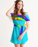 Rainbowbrite Aqua Ladies Aqua Off-Shoulder Dress-2
