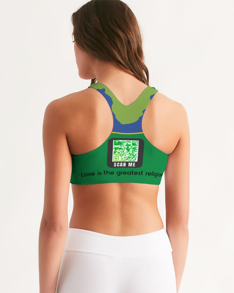 Love Is The Greatest Religion Seamless Sports Bra (QR CODE ON BACK FOR BRAND SUPPORTERS) - 0
