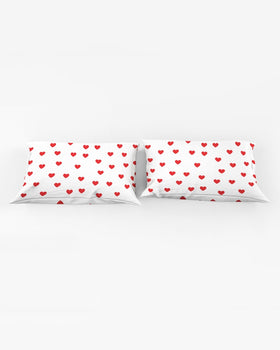 Red Hearts Queen Pillow Case - 0