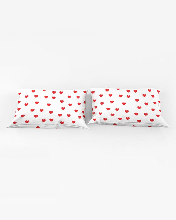 Red Hearts Queen Pillow Case