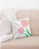 Peach Tulip Vine 16x16 Throw Pillow Case-1