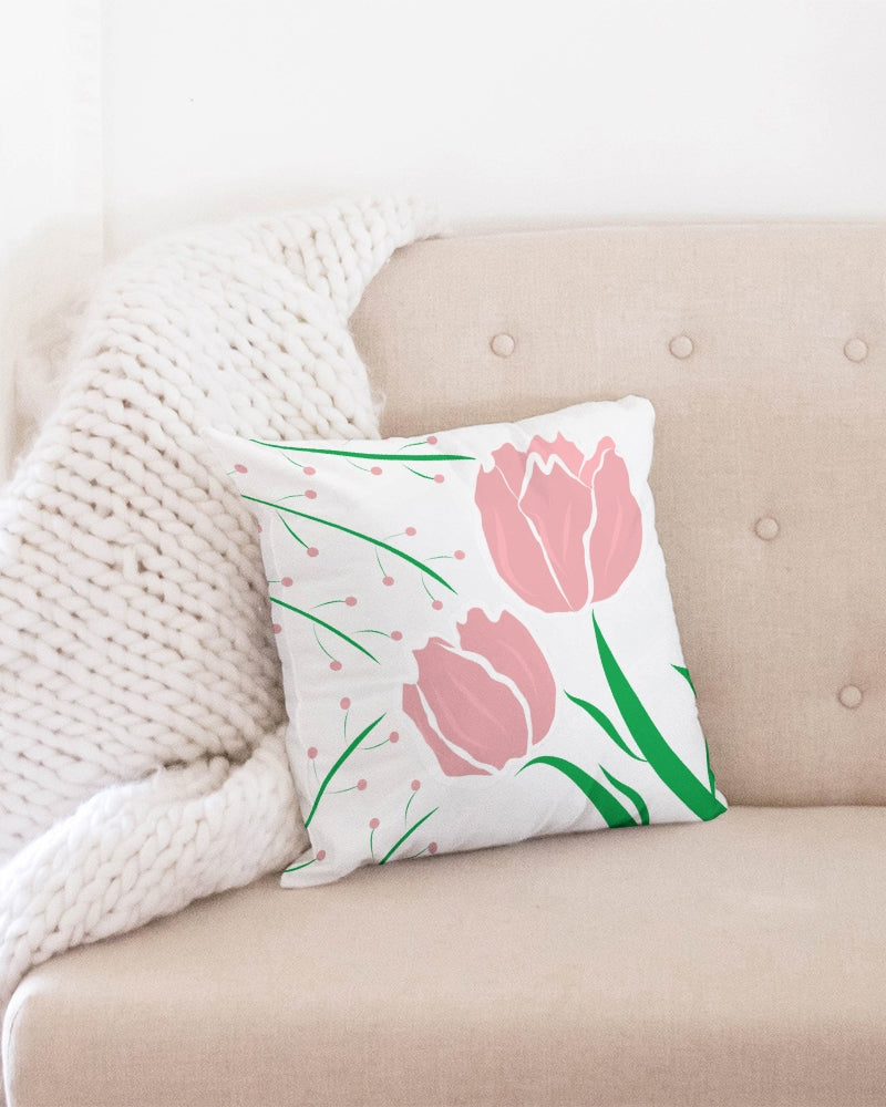 Peach Tulip Vine 16x16 Throw Pillow Case