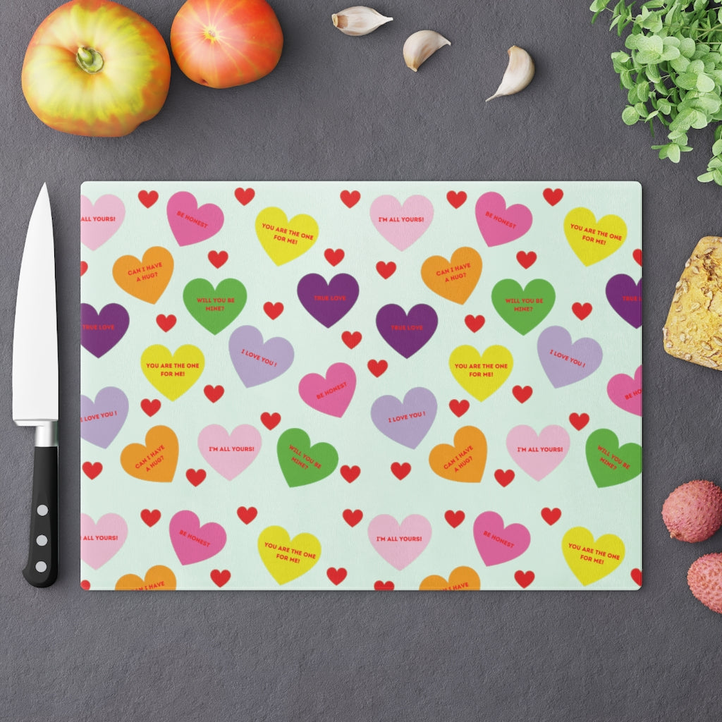 Sweet Tart Hearts Valentine Cutting Board