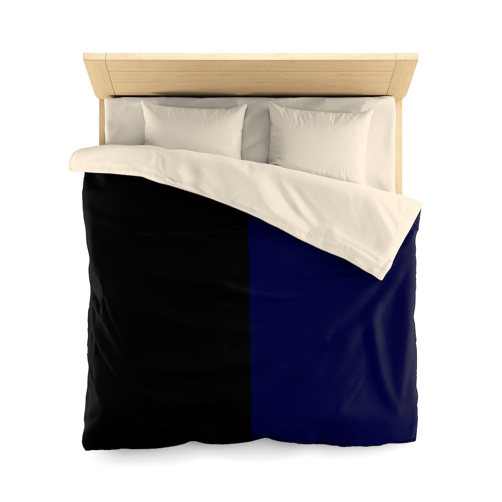 Cavalier Black and Blue Microfiber Queen Duvet Cover