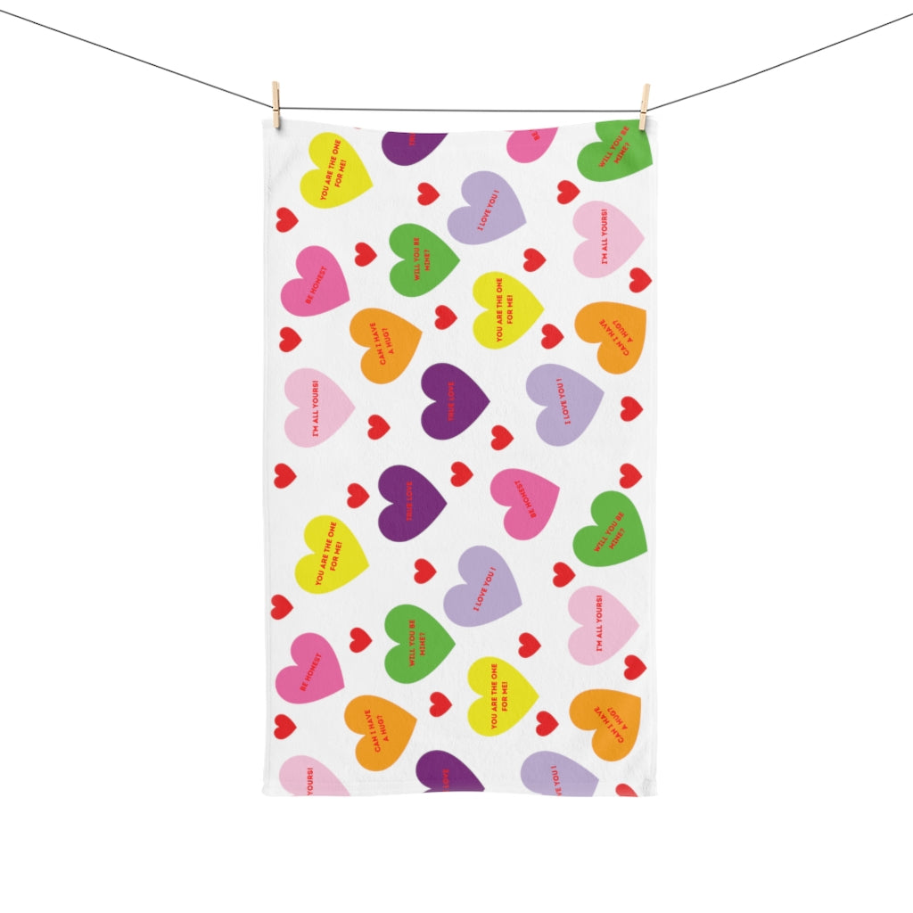 Valentine's Sweet Tart Hearts Hand Towel