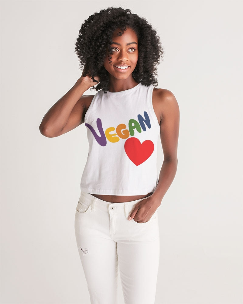 Vegan Heart Ladies Cropped Tank - 0