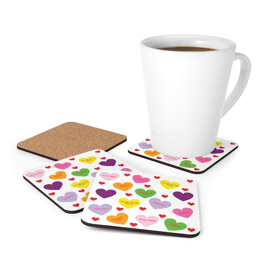 Sweet Tart Hearts Cork Back Coaster - 0