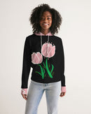 Peach Tulip Ladies Black Hoodie-1