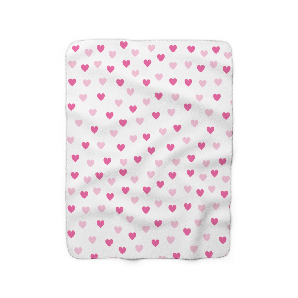 Pink Hearts Sherpa Fleece Blanket