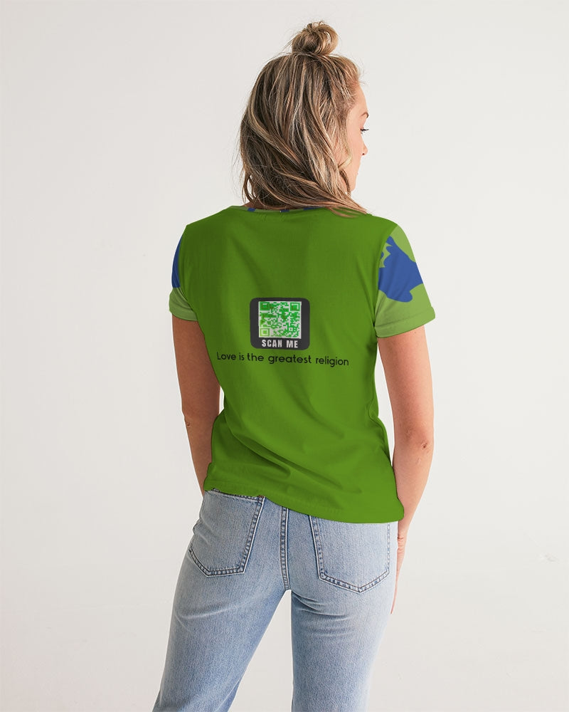 Love Is The Greatest Religion V-Neck Tee (QR CODE ON BACK for Brand Supporters) - 0