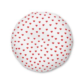 Red Hearts Tufted Round Floor Pillow
