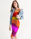 Bright Swirl Ladies Midi Bodycon Dress-3