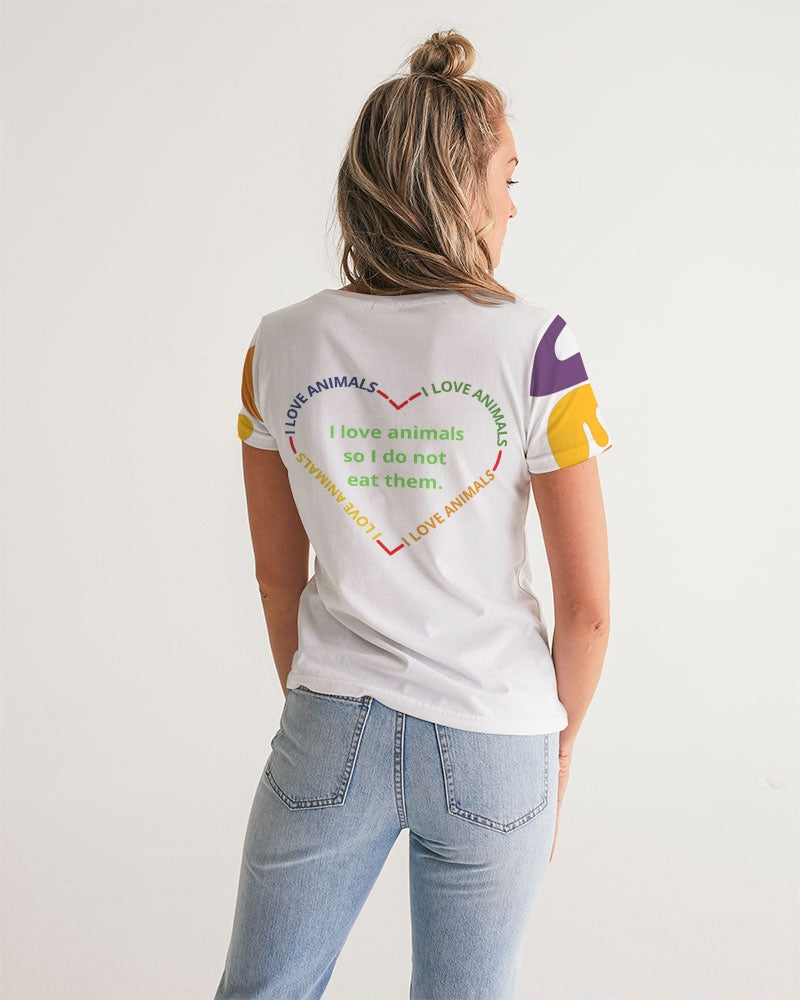 Vegan Heart Ladies V-Neck Tee