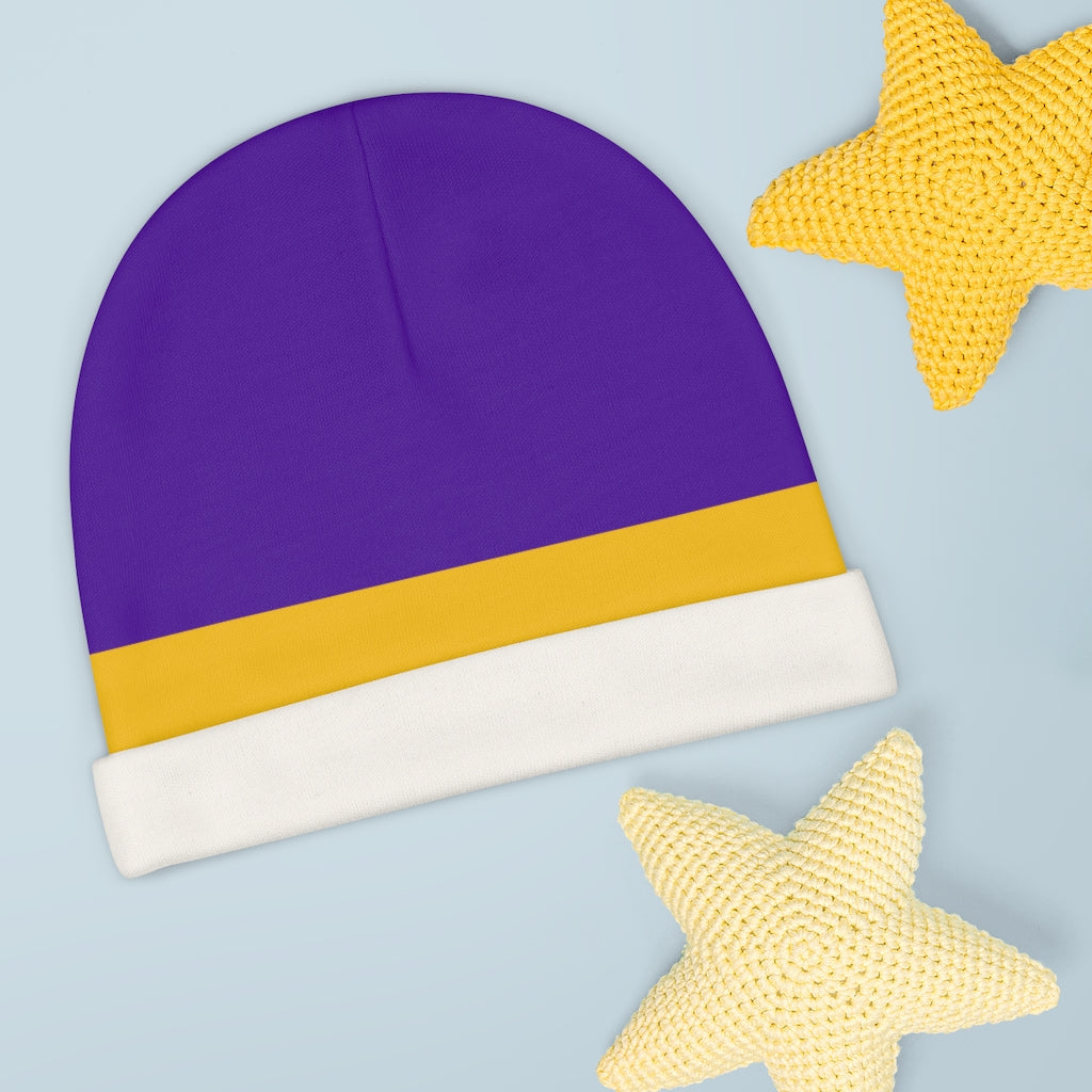 Purple and Gold Baby Beanie - 0