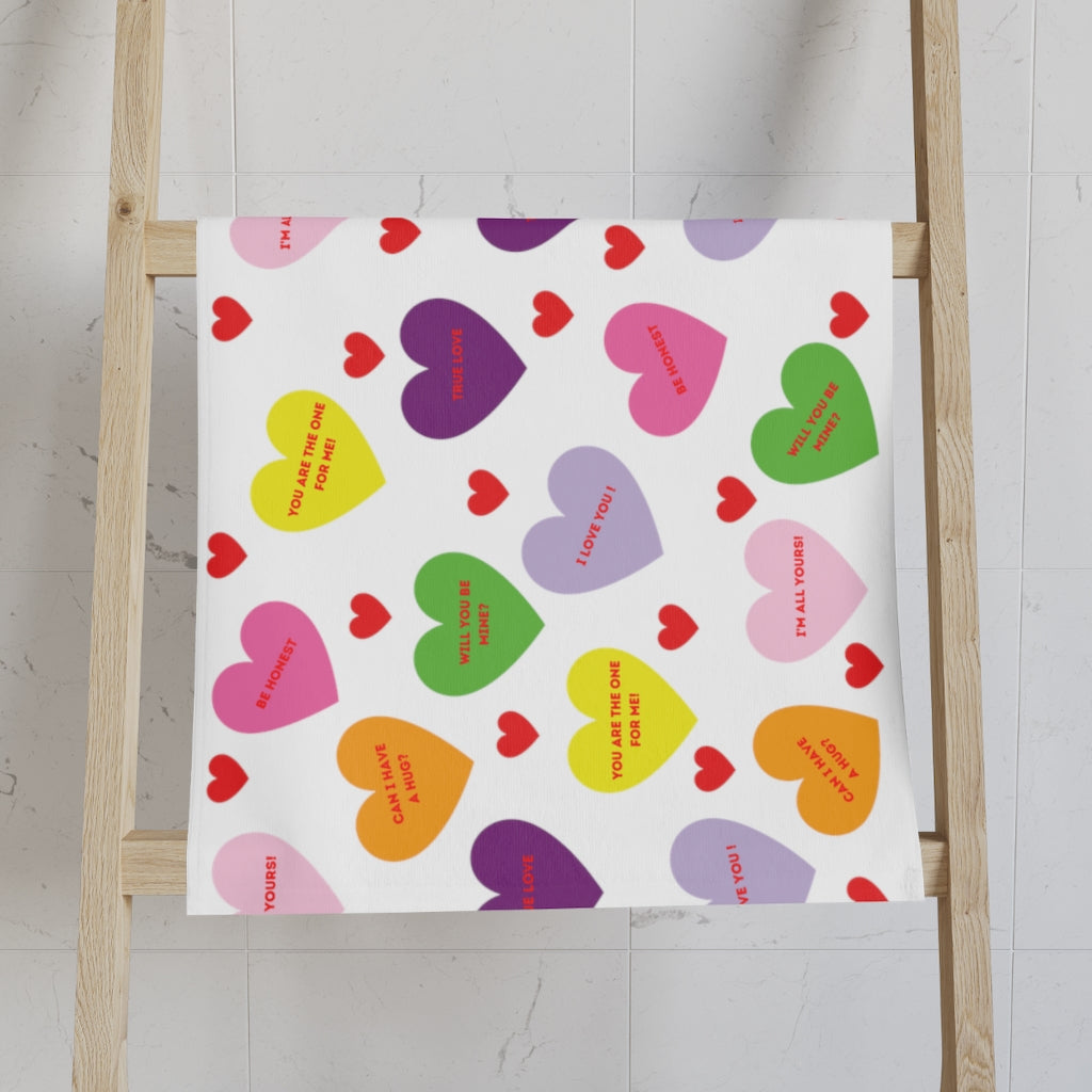 Valentine's Sweet Tart Hearts Hand Towel