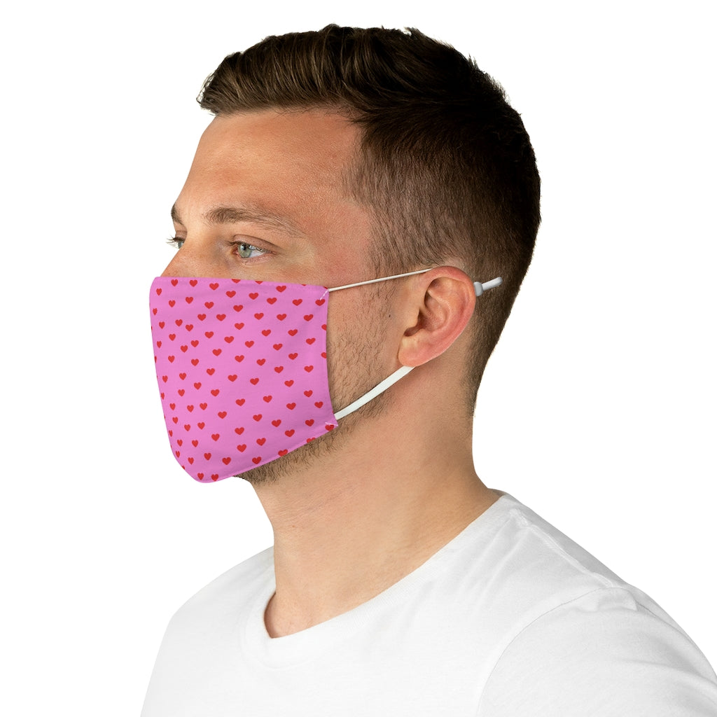 Valentine's Red Hearts Pink Fabric Face Mask