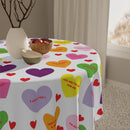 Valentine's Sweet Tart Hearts Table Cloth (red words)-5