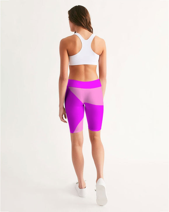 Pink Pink Ladies Mid-Rise Bike Shorts