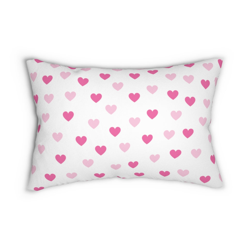 Pink Hearts Spun Polyester Lumbar Pillow