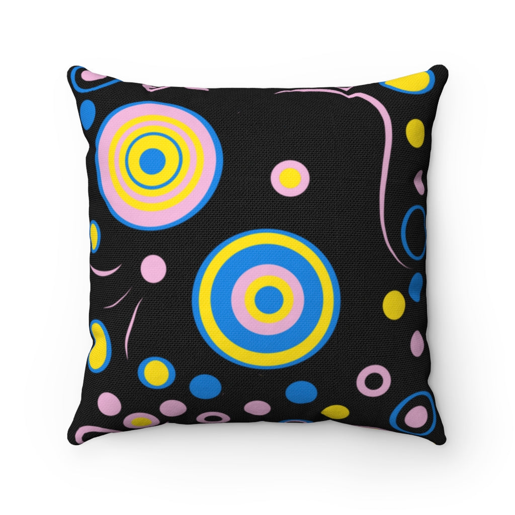 Cutey Pastel Black Spun Polyester Square Pillow