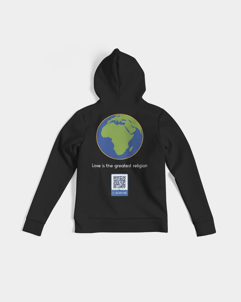 Love Is The Greatest Religion Ladies Hoodie (QR CODE ON BACK FOR BRAND SUPPORTERS)