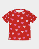 Pink Hearts Girls Red Tee-1