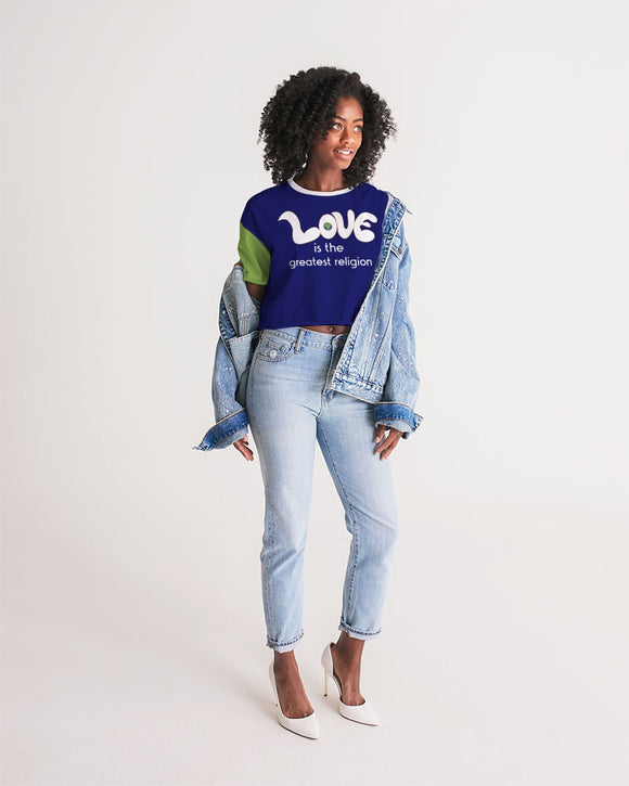 Love Is The Greatest Religion Ladies Lounge Cropped Tee