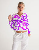 Love Flower Ladies Cropped Windbreaker-4