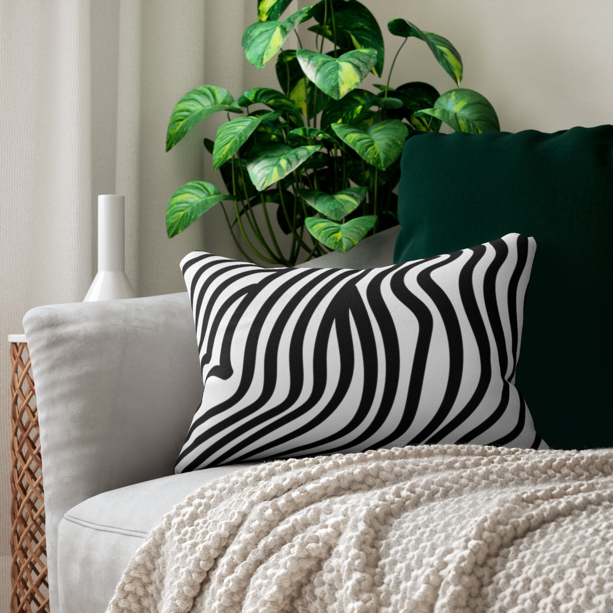 Zebra Print Spun Polyester Lumbar Pillow