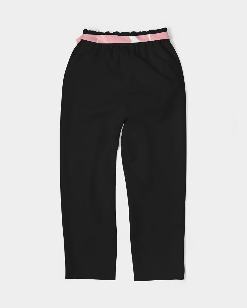 Peach Tulip Ladies Belted Tapered Black Pants