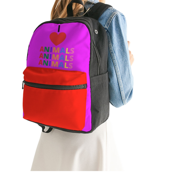 I LOVE ANIMALS Hot Pink Small Canvas Back Pack