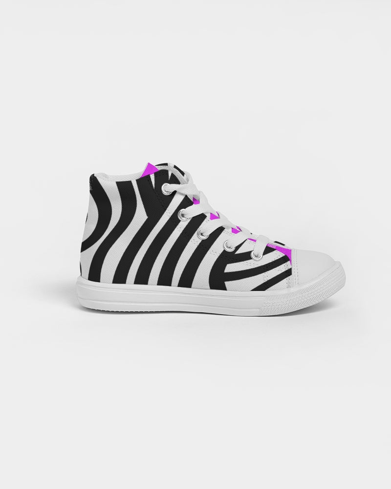 Zebra Hot Pink Girls Hightop Canvas Shoe