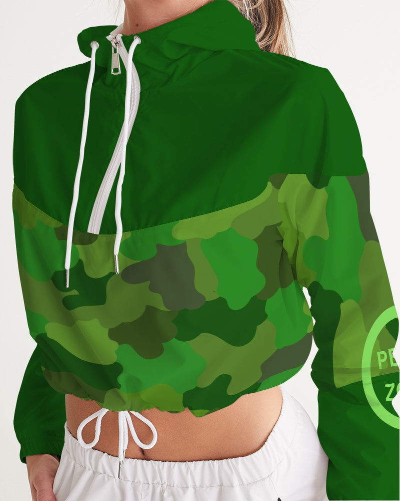 Green Fusion Ladies Cropped Windbreaker