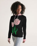 Peach Tulip Ladies Black Hoodie-3