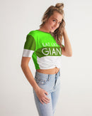 Eat Like A Giant Ladies Twist Front Cropped Tee-3