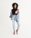 Peach Tulip Ladies Twist-Front Black Tank-6