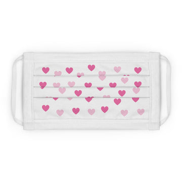 Pink Hearts Cotton Face Mask - 0
