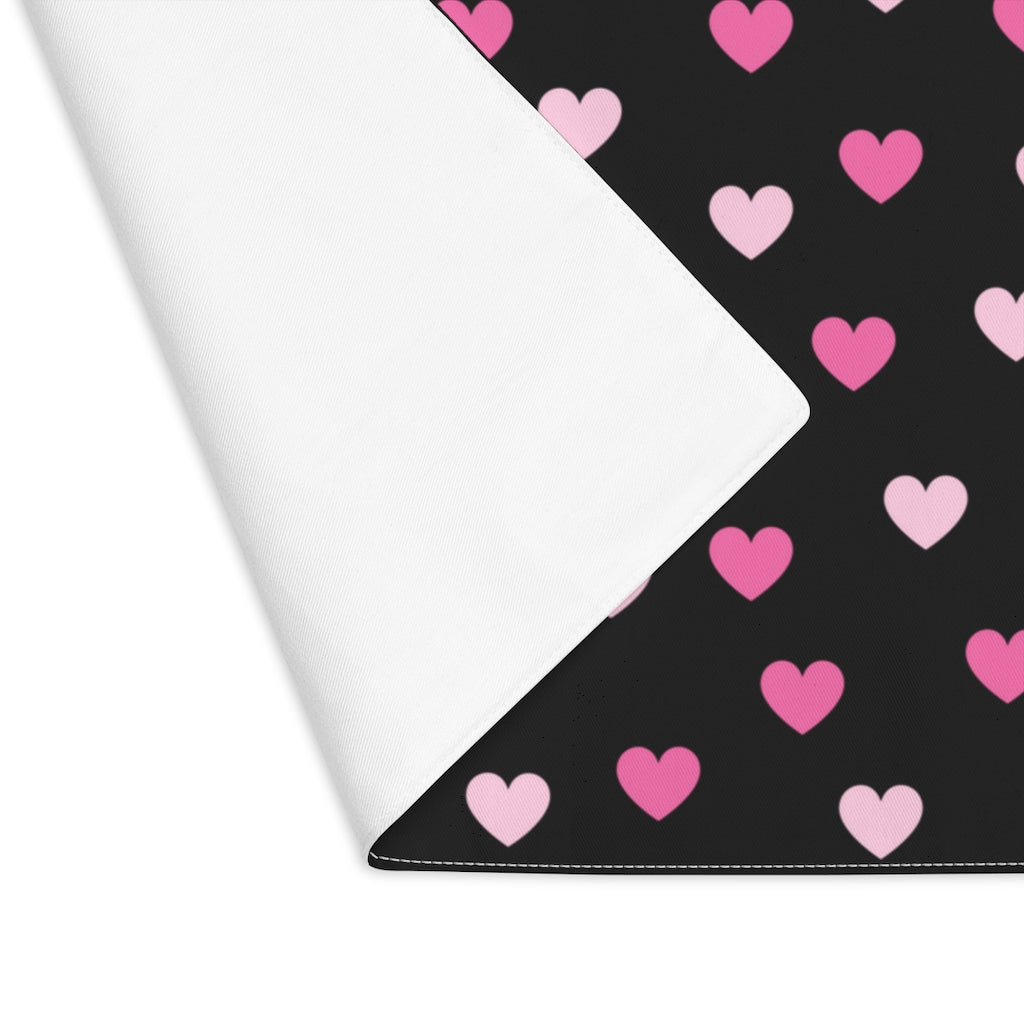 Pink Hearts Black Placemat - 0