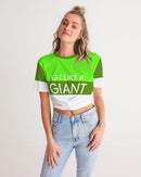 Eat Like A Giant Ladies Twist Front Cropped Tee-1