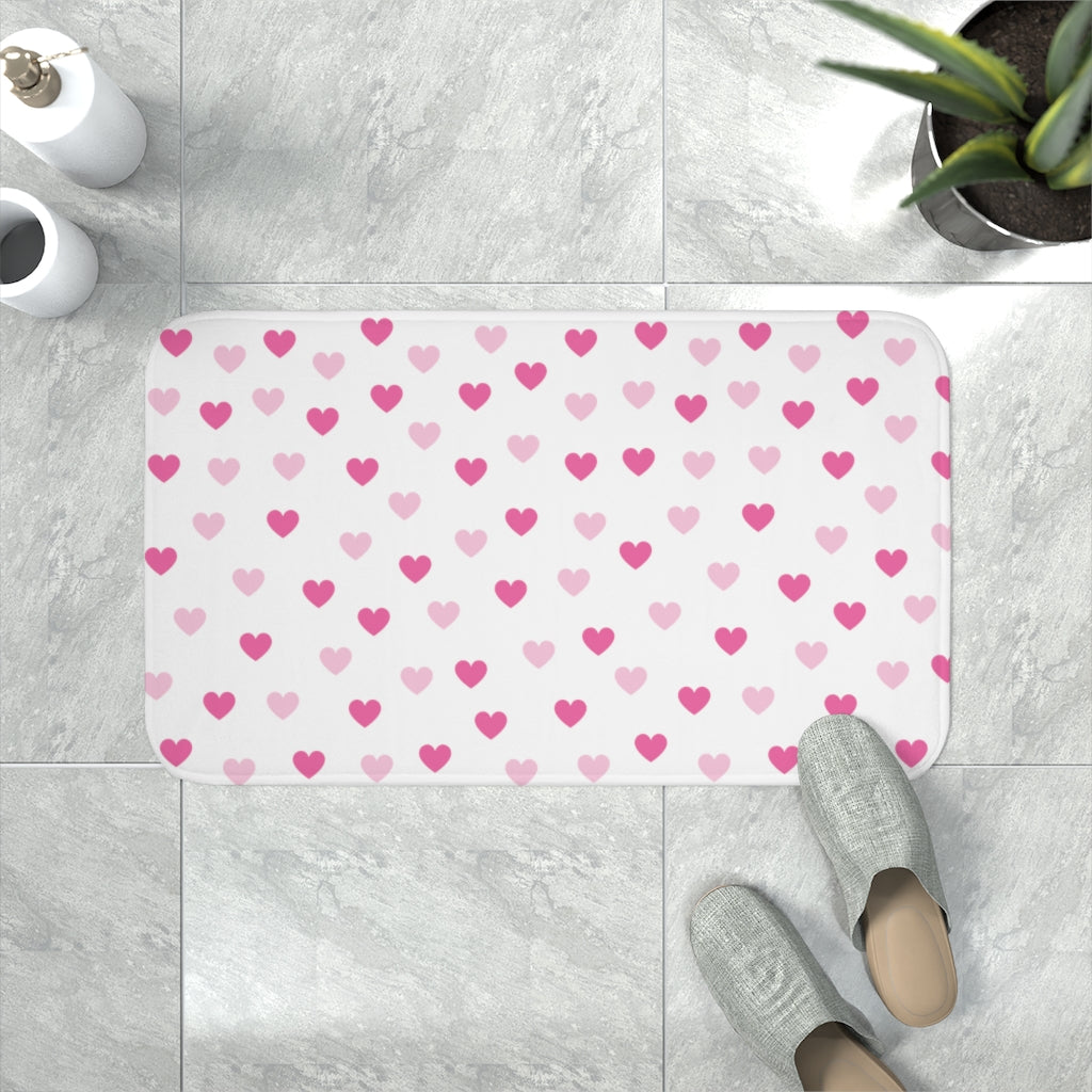 Pink Hearts Memory Foam Bath Mat