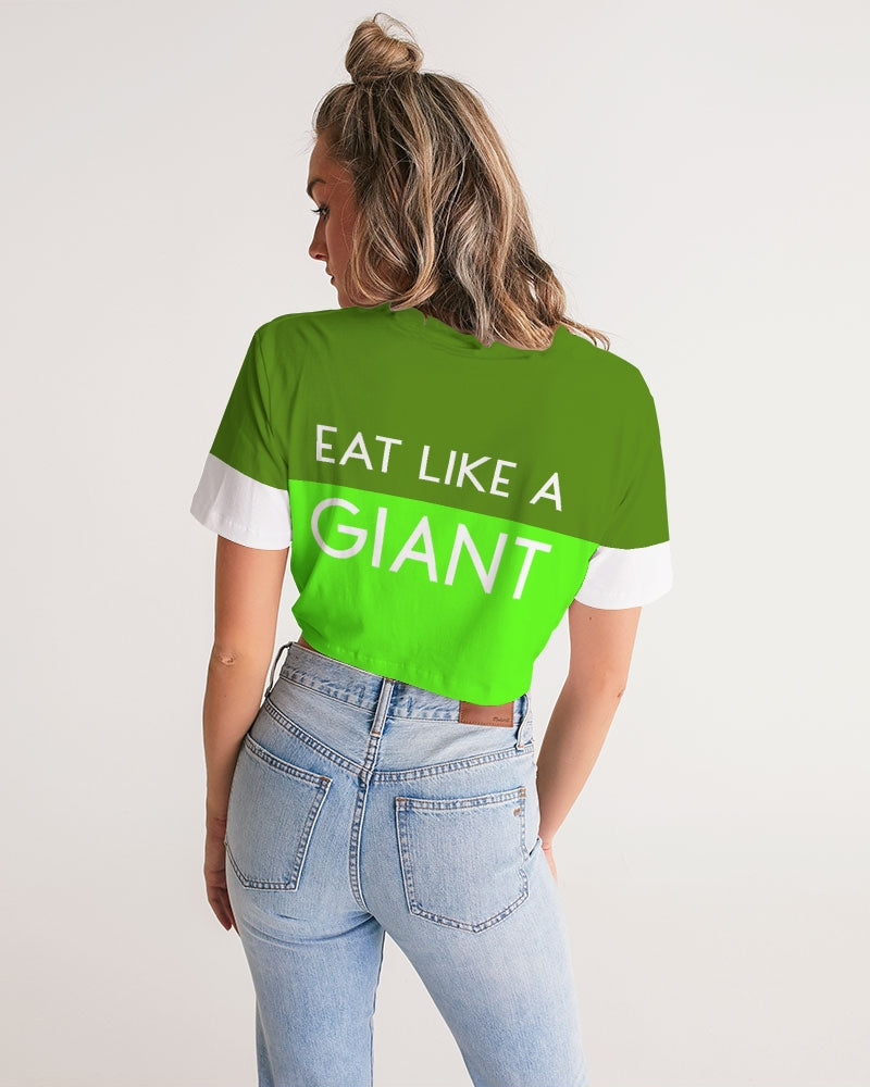 Eat Like A Giant Ladies Twist Front Cropped Tee - 0