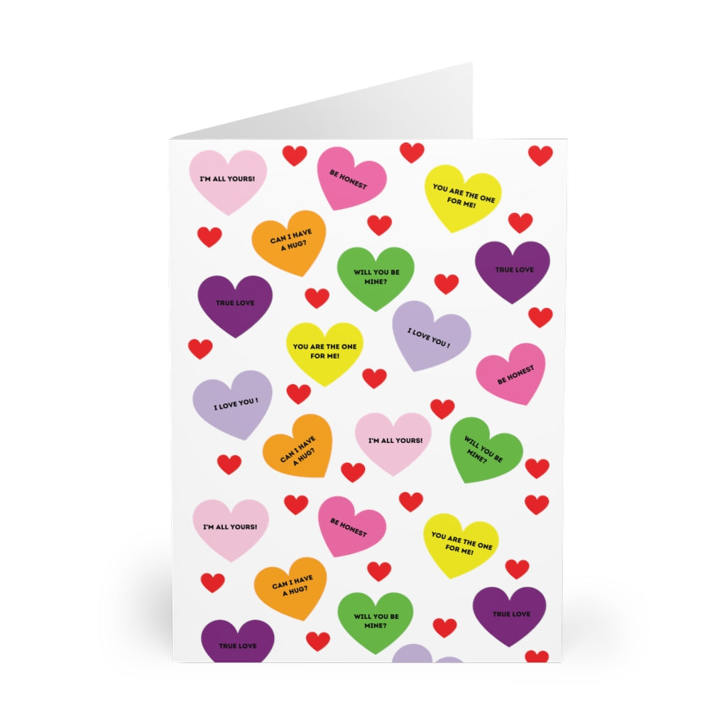 Valentine's Sweet Tart Hearts Blank Inside Greeting Cards (5 Pack) - 0