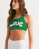 Love Is The Greatest Religion Ladies Seamless Sports Bra (QR CODE ON BACK FOR BRAND SUPPORTERS)-3