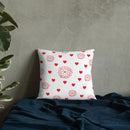 Valentine's Red Hearts and Roses Premium Pillow-7