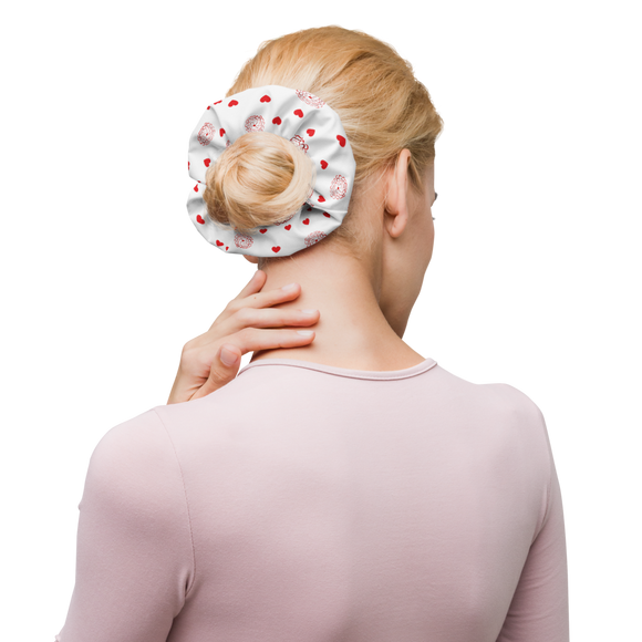 Red Hearts and Roses Scrunchie