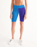 Blue Turqu Ladies Mid-Rise Bike Shorts-1